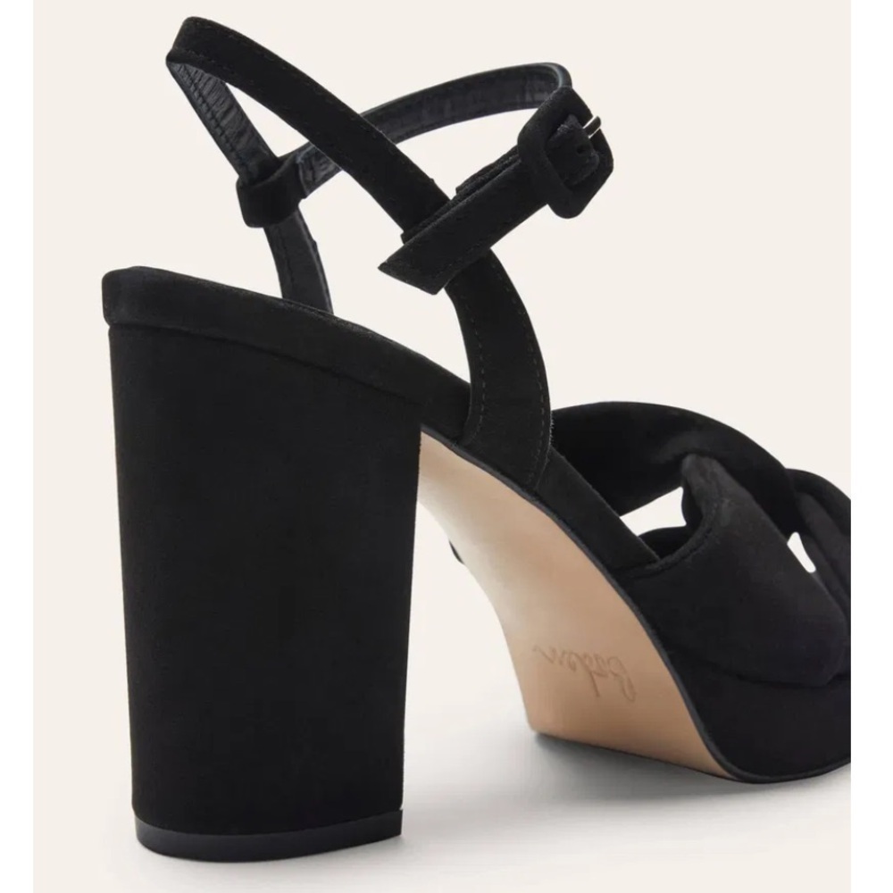 Boden Black Block Heel Sandals with Ankle Strap - Picture 7 of 8
